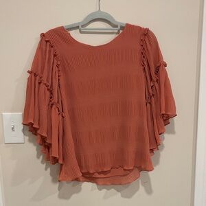 STATE Rust Ruffled Blouse